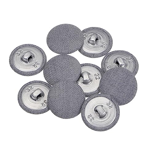 sourcing map 10Stk 32L Stoff Tuch Bedeckter Knopf 20mm Rund Metall Schaft Nähen Knöpfe für Anzüge Kleid Blusen Grau von sourcing map