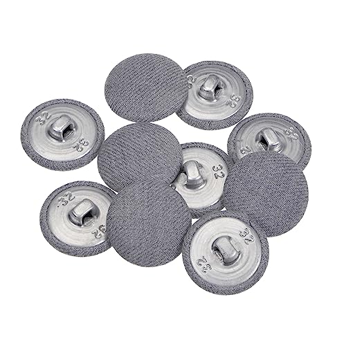 sourcing map 10 Stück 20 mm Knöpfe Grau mit Stoffüberzug, Vintage Stoffknöpfe Bezogen Nähknöpfe Runde Retro Bastelknöpfe Metallschaft für Mantel Strickjacke Anzüge Kleider Blusen von sourcing map