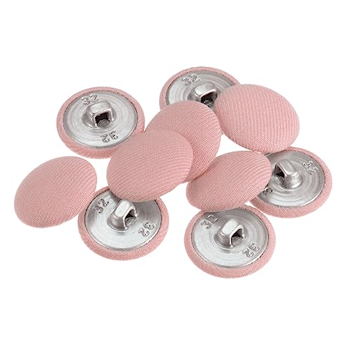 sourcing map 10 Stück 20 mm Knöpfe Pink mit Stoffüberzug, Vintage Stoffknöpfe Bezogen Nähknöpfe Runde Retro Bastelknöpfe Metallschaft für Mantel Strickjacke Anzüge Kleider Blusen von sourcing map