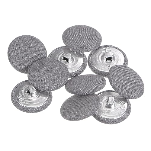 sourcing map 10 Stück 23 mm Knöpfe Grau mit Stoffüberzug, Vintage Stoffknöpfe Bezogen Nähknöpfe Runde Retro Bastelknöpfe Metallschaft für Mantel Strickjacke Anzüge Kleider Blusen von sourcing map