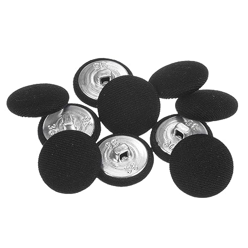 sourcing map 10 Stück 23 mm Knöpfe Schwarz mit Stoffüberzug, Vintage Stoffknöpfe Bezogen Nähknöpfe Runde Retro Bastelknöpfe Metallschaft für Mantel Strickjacke Anzüge Kleider Blusen von sourcing map
