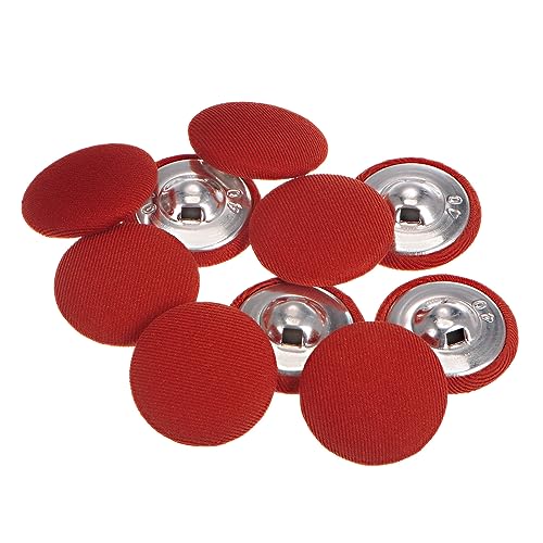 sourcing map 10 Stück 25mm Knöpfe Rot mit Stoffüberzug, Vintage Stoffknöpfe Bezogen Nähknöpfe Runde Retro Bastelknöpfe Metallschaft für Mantel Strickjacke Anzüge Kleider Blusen von sourcing map