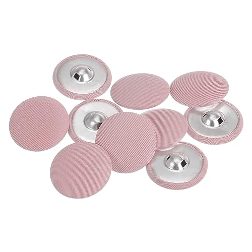sourcing map 10 Stück 30mm Knöpfe Rosa mit Stoffüberzug, Vintage Stoffknöpfe Bezogen Nähknöpfe Runde Retro Bastelknöpfe Metallschaft für Mantel Strickjacke Anzüge Kleider Blusen von sourcing map