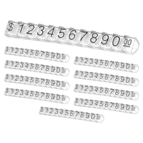 sourcing map 10er-Set Preisanzeigenwürfel, verstellbarer Preisschilder, abnehmbare Mini-Etiketten, Zahlen, Buchstaben, Preis, Dollarblock-Set für Schmuck, Einzelhandel, Laden, Preisschilder von sourcing map