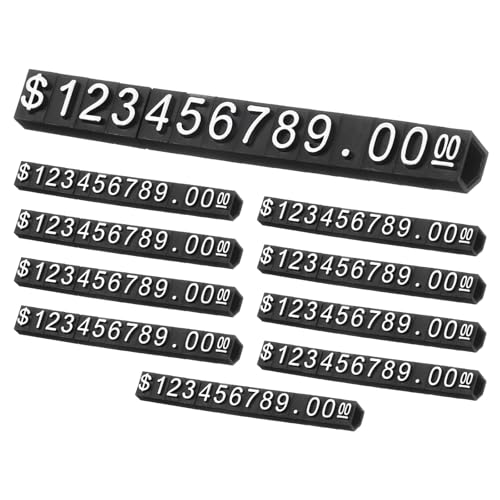 sourcing map 10er-Set Preisanzeigenwürfel, verstellbarer Preisschilder, abnehmbarer Mini-Etikett, Zahlen, Buchstaben, Preis, Dollar-Block-Set für Schmuck, Einzelhandel, Laden, Preisschilder (schwarz von sourcing map