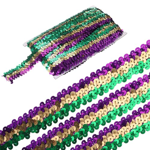 sourcing map 11 Yards 1.2 Inch Elastische Paillettenborte 3-reihig Flache Paillettenband Paillettenstoffband für Basteln DIY Paillettenfransen Nähen Grün, Gold, Lila sourcing map 11 Yards 1.2 Inch Elastische Paillettenborte 3-reihig Flache Paillettenband Paillettenstoffband für Basteln DIY Paillettenfransen Nähen Grün, Gold, Lila von sourcing map