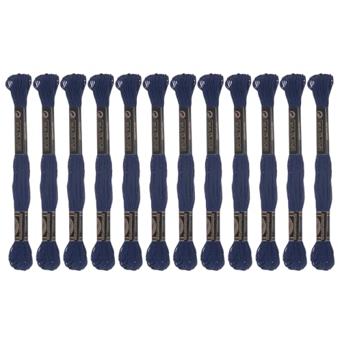 sourcing map 12 Knäuel Stickgarn, ägyptische Langstapel-Baumwolle, Kreuzstichgarn zum Nähen, DIY, Armband, Garn, Schnur und Handwerk, Blau / Schwarz (6823) von sourcing map