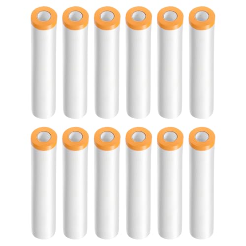 sourcing map 12 Rollen vorgeklebte Abdeckfolie, 240 cm x 65 m, Klebeband und Drapiermaler, Kunststoff-Tropfenfolie mit Klebeband, Kunststofffolie für Automobil-Lackierung, Abdeckung von sourcing map