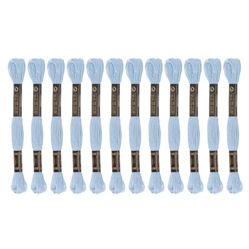 sourcing map 12 Stränge Stickgarn à 8m aus ägyptischer langfaseriger Baumwolle für Stickprojekte, Armbänder, blassblau von sourcing map