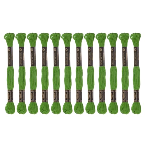 sourcing map 12 Stränge Stickgarn à 8m aus ägyptischer langfaseriger Baumwolle für Stickprojekte und Armbänder, grün von sourcing map