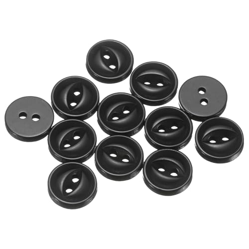 sourcing map 12 Stück 16L schwarze runde Nähknöpfe 10 mm 3/8 Zoll Harz 2-Loch Fischaugen-Bastelknöpfe DIY Ersatzknopf für Bastelarbeiten, Hosen, Kleid, Rock, Kleidung, Verschlussknöpfe von sourcing map
