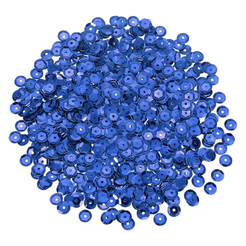 sourcing map 1200 Stück lose Pailletten, 6 mm, runde lose Pailletten, schillernde Pailletten, Regenbogen-Großpackung mit Löchern – 20 g zum Nähen, Sticken, Kleidung, Basteln, Dekorationen, Dunkelblau von sourcing map