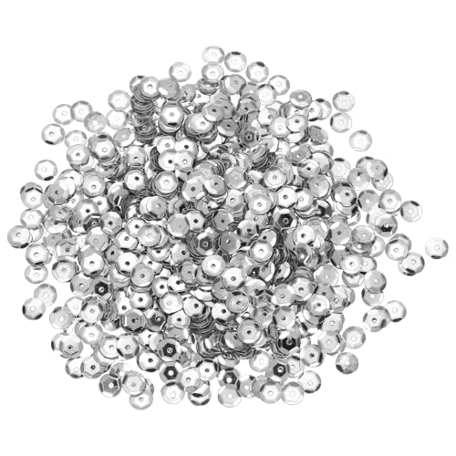 sourcing map 1200 Stück lose Pailletten, 6 mm, runde lose Pailletten, schillernde Pailletten, Regenbogen-Großpackung mit Löchern – 20 g zum Nähen, Sticken, Kleidung, DIY, Basteln, Dekorationen von sourcing map