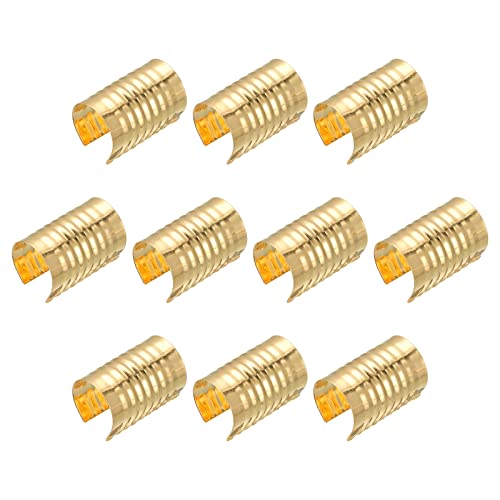 sourcing map 120Stk 8.5x14mm Leder Seil Klammern Klappbar Zylindrisch Schnur Ende Crimp für Schlüsselband Quaste DIY Basteln Hellgolden von sourcing map