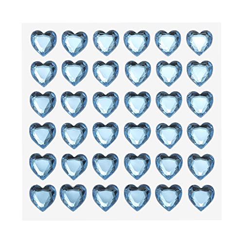 sourcing map 144Stk Herz Strass 10mm Selbstklebende Edelsteine Aufkleber Schmuck Sticker für Valentinstag Kosmetik Kunst und Handwerk Basteln Schmuck Herstellung Hell Blau von sourcing map