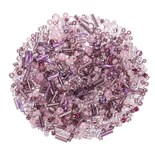 sourcing map 1500 Stück gemischte Glasperlen, 2–4 mm, Mini-Röhrchen, lose Bastelperlen mit Loch, Großpackung Abstandshalter für Bastelarbeiten, Dunkelrot von sourcing map