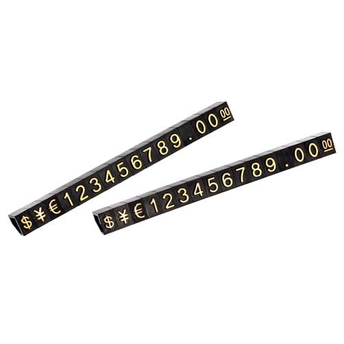 sourcing map 16 Satz Verstellbar Abnehmbar Mini Würfel Preisschild Display Nummer Buchstabe Preisschild Ständer Kit für Ladentheke Goldton Schwarz 3.3x5.6mm von sourcing map