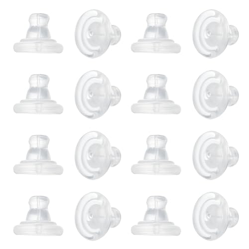 sourcing map 16 Stück Ohrring-Verschlüsse, Silikon, transparente Ohrring-Verschlüsse, Ersatz-Set, Verriegelung, sichere Ohrringe für Ohrstecker, Hängeohrringe für Damen und Herren, transparent von sourcing map