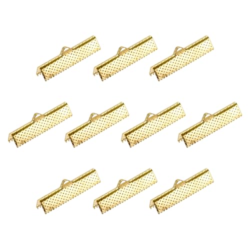sourcing map 160 Stück Band Crimp Klemmende 30mm Lesezeichen Klemmkabelende Verschlüsse für DIY Basteln Goldton von sourcing map
