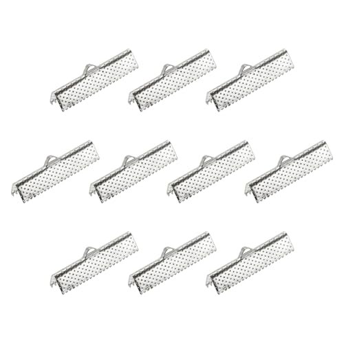 sourcing map 160 Stück Band Crimp Klemmende 30mm Lesezeichen Klemmkabelende Verschlüsse für DIY Basteln Silber Ton von sourcing map