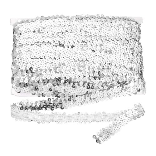 sourcing map 18 m x 2 cm elastischer Paillettenbesatz, flach, dehnbar, Pailletten-Streifen, Pailletten-Stoffband für DIY, Basteln, Nähen, Kleid, Silber sourcing map 18 m x 2 cm elastischer Paillettenbesatz, flach, dehnbar, Pailletten-Streifen, Pailletten-Stoffband für DIY, Basteln, Nähen, Kleid, Silber von sourcing map