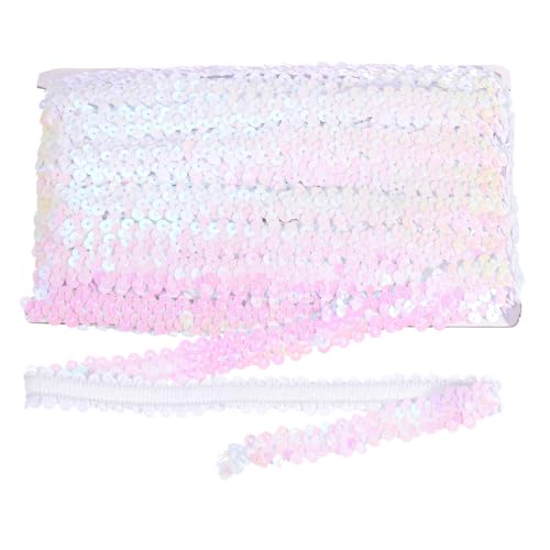 sourcing map 18 m x 2 cm elastischer Paillettenbesatz, flach, dehnbar, Pailletten-Streifen, Pailletten-Stoffband für DIY, Handwerk, Nähen, Kleid, schillerndes Weiß sourcing map 18 m x 2 cm elastischer Paillettenbesatz, flach, dehnbar, Pailletten-Streifen, Pailletten-Stoffband für DIY, Handwerk, Nähen, Kleid, schillerndes Weiß von sourcing map