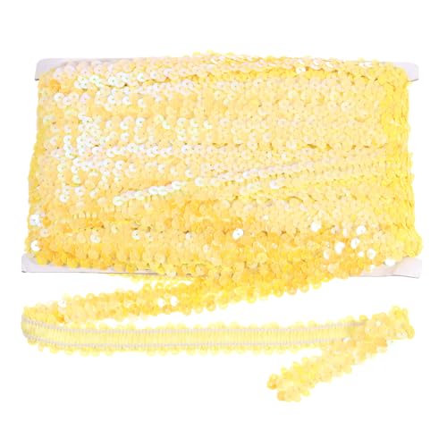 sourcing map 18 m x 2 cm elastischer Paillettenbesatz, flach, dehnbar, Pailletten-Streifen, Pailletten-Stoffband für Heimwerker, Handwerk, Nähen, Kleid, Gelb von sourcing map