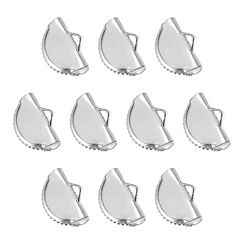 sourcing map 180Stk Band Crimpen Klemme Ende 13mm Halbrunde Lesezeichen Kneifen Schnur Ende Klammern für DIY Handwerk Herstellung Platinum Ton von sourcing map