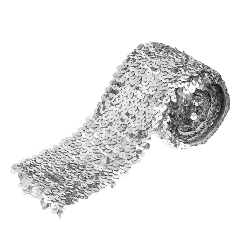 sourcing map 2,2 Yards 3 Zoll Elastische Paillettenborte 5-reihig Flache Paillettenband Paillettenstoffband für Basteln DIY Paillettenfransen Nähen Silber sourcing map 2,2 Yards 3 Zoll Elastische Paillettenborte 5-reihig Flache Paillettenband Paillettenstoffband für Basteln DIY Paillettenfransen Nähen Silber von sourcing map