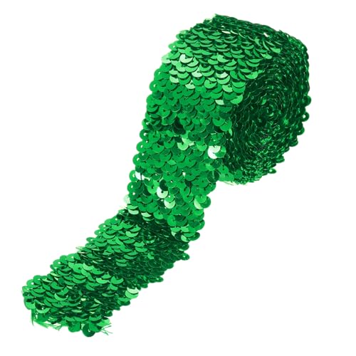 sourcing map 2,2 Yards 5,1 cm elastischer Paillettenbesatz 5 Reihen flacher Paillettenstreifen Pailletten Stoffband für Handwerk DIY Pailletten Fransen Nähen Grün von sourcing map