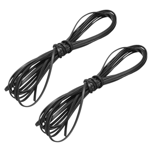 sourcing map 2 Bündel flache Lederschnur, 4 mm, Lederband, dünne Schnürsenkelstreifen für DIY-Armbänder, Schmuckherstellung, Handtaschen, Geldbörsen, Schwarz von sourcing map
