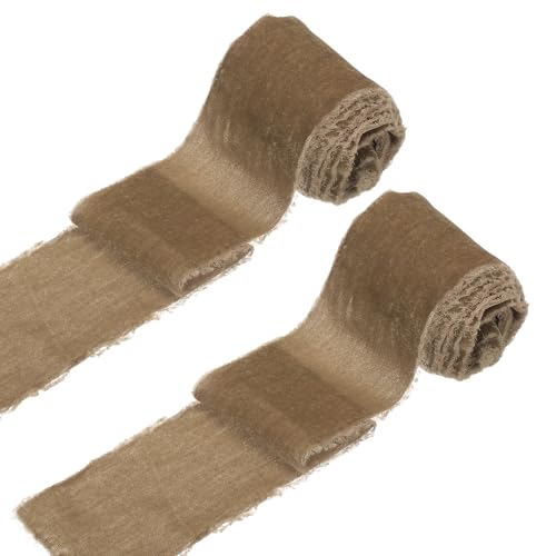 sourcing map 2 Rollen Samtband, 7,6 cm x 2,7 m, handgefertigt, Seidenfransen, ausgefranster Rand, für Blumenstrauß, Verpackung, Hochzeitsdekoration, Brautschmuck, Basteln, Braun sourcing map 2 Rollen Samtband, 7,6 cm x 2,7 m, handgefertigt, Seidenfransen, ausgefranster Rand, für Blumenstrauß, Verpackung, Hochzeitsdekoration, Brautschmuck, Basteln, Braun von sourcing map