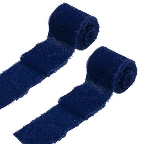 sourcing map 2 Rollen Samtband, 7,6 cm x 2,7 m, handgefertigt, Seidenfransen, ausgefranster Rand, für Blumenstrauß, Verpackung, Hochzeitsdekoration, Brautschmuck, Basteln, Dunkelblau sourcing map 2 Rollen Samtband, 7,6 cm x 2,7 m, handgefertigt, Seidenfransen, ausgefranster Rand, für Blumenstrauß, Verpackung, Hochzeitsdekoration, Brautschmuck, Basteln, Dunkelblau von sourcing map