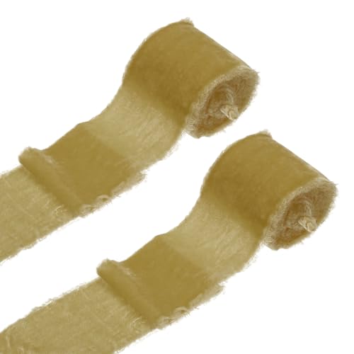 sourcing map 2 Rollen Samtband, 7,6 cm x 2,7 m, handgefertigt, Seidenfransen, ausgefranster Rand, für Blumenstrauß, Verpackung, Hochzeitsdekoration, Brautschmuck, Basteln, Dunkelgelb sourcing map 2 Rollen Samtband, 7,6 cm x 2,7 m, handgefertigt, Seidenfransen, ausgefranster Rand, für Blumenstrauß, Verpackung, Hochzeitsdekoration, Brautschmuck, Basteln, Dunkelgelb von sourcing map