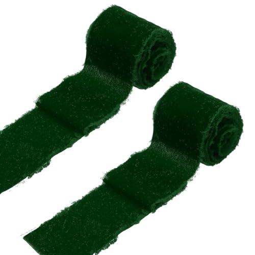 sourcing map 2 Rollen Samtband, 7,6 cm x 2,7 m, handgefertigt, Seidenfransen, ausgefranster Rand, für Blumenstrauß, Verpackung, Hochzeitsdekoration, Brautschmuck, Basteln, Dunkelgrün sourcing map 2 Rollen Samtband, 7,6 cm x 2,7 m, handgefertigt, Seidenfransen, ausgefranster Rand, für Blumenstrauß, Verpackung, Hochzeitsdekoration, Brautschmuck, Basteln, Dunkelgrün von sourcing map