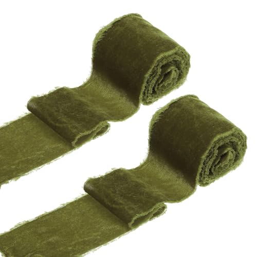 sourcing map 2 Rollen Samtband, 7,6 cm x 2,7 m, handgefertigt, Seidenfransen, ausgefranster Rand, für Blumenstrauß, Verpackung, Hochzeitsdekoration, Brautschmuck, Basteln, Glasgrün sourcing map 2 Rollen Samtband, 7,6 cm x 2,7 m, handgefertigt, Seidenfransen, ausgefranster Rand, für Blumenstrauß, Verpackung, Hochzeitsdekoration, Brautschmuck, Basteln, Glasgrün von sourcing map