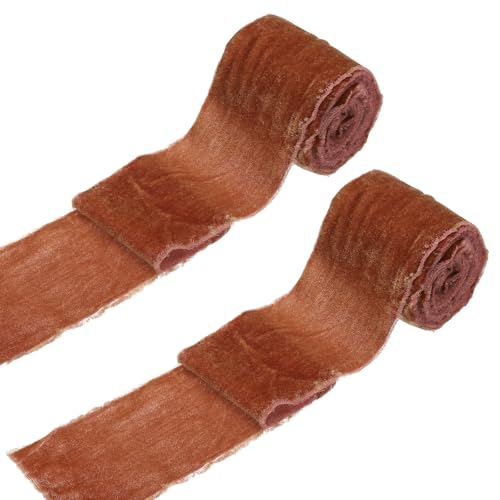 sourcing map 2 Rollen Samtband, 7,6 cm x 2,7 m, handgefertigt, Seidenfransen, ausgefranster Rand, für Blumenstrauß, Verpackung, Hochzeitsdekoration, Brautschmuck, Basteln, Hellorange sourcing map 2 Rollen Samtband, 7,6 cm x 2,7 m, handgefertigt, Seidenfransen, ausgefranster Rand, für Blumenstrauß, Verpackung, Hochzeitsdekoration, Brautschmuck, Basteln, Hellorange von sourcing map