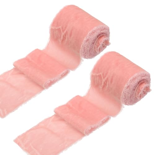 sourcing map 2 Rollen Samtband, 7,6 cm x 2,7 m, handgefertigt, Seidenfransen, ausgefranster Rand, für Blumenstrauß, Verpackung, Hochzeitsdekoration, Brautschmuck, Basteln, Hellrosa sourcing map 2 Rollen Samtband, 7,6 cm x 2,7 m, handgefertigt, Seidenfransen, ausgefranster Rand, für Blumenstrauß, Verpackung, Hochzeitsdekoration, Brautschmuck, Basteln, Hellrosa von sourcing map