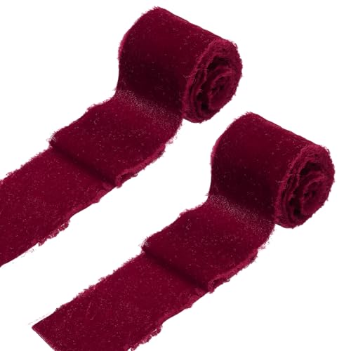 sourcing map 2 Rollen Samtband, 7,6 cm x 2,7 m, handgefertigt, Seidenfransen, ausgefranster Rand, für Blumenstrauß, Verpackung, Hochzeitsdekoration, Brautschmuck, Basteln, Rot sourcing map 2 Rollen Samtband, 7,6 cm x 2,7 m, handgefertigt, Seidenfransen, ausgefranster Rand, für Blumenstrauß, Verpackung, Hochzeitsdekoration, Brautschmuck, Basteln, Rot von sourcing map