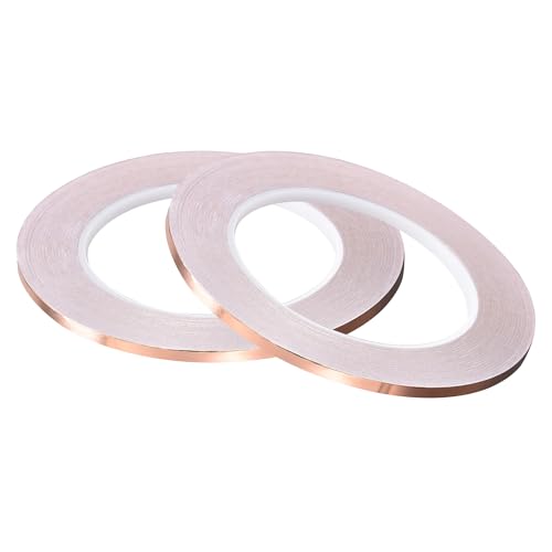 sourcing map 2 Stcük Einseitig leitfähig Klebeband Kupferfolienband 4mmx30m/98.4ft für Gitarre, EMI Shielding Crafts, elektrische Reparaturen von sourcing map