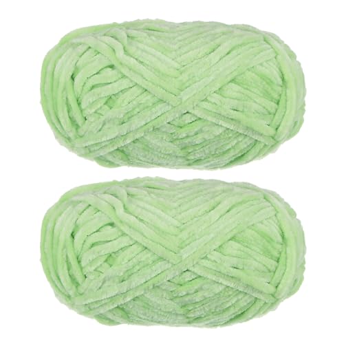 sourcing map Chenille-Garn 2x100g/7.1oz 174 Yards Gesamtlänge #6 Super Weich Bettdecke Garn für Stricken Weben Tasche Hell Grün von sourcing map