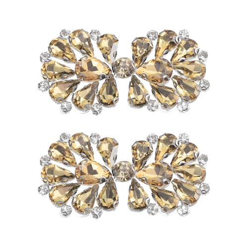 sourcing map 2 x Strass-Kristall-Applikation, Strass-Aufnäher zum Aufbügeln, Schleife, Hotfix, Kristall-Nähapplikation für Brautschärpe, Hochzeitskleid, Schuhe, Taschen, Champagner von sourcing map