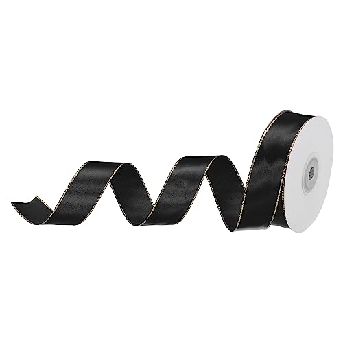 sourcing map 2.5cm 23m Breit Satinschleife mit Gold Ränder Bordüre Ripsband Stoff Schleife für Geschenkpapier Hochzeit Blumenstrauß Schwarz sourcing map 2.5cm 23m Breit Satinschleife mit Gold Ränder Bordüre Ripsband Stoff Schleife für Geschenkpapier Hochzeit Blumenstrauß Schwarz von sourcing map