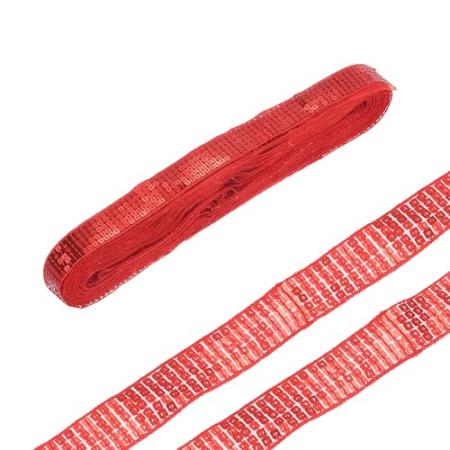 sourcing map 20 Meter Quadratischer Paillettenbesatz, 5 Reihen, 2,5 cm Breite, Flache Paillettenband, Laser Pailletten Stoff, Glitzerband für Basteln, DIY Paillettenfransen Nähen, Rot sourcing map 20 Meter Quadratischer Paillettenbesatz, 5 Reihen, 2,5 cm Breite, Flache Paillettenband, Laser Pailletten Stoff, Glitzerband für Basteln, DIY Paillettenfransen Nähen, Rot von sourcing map