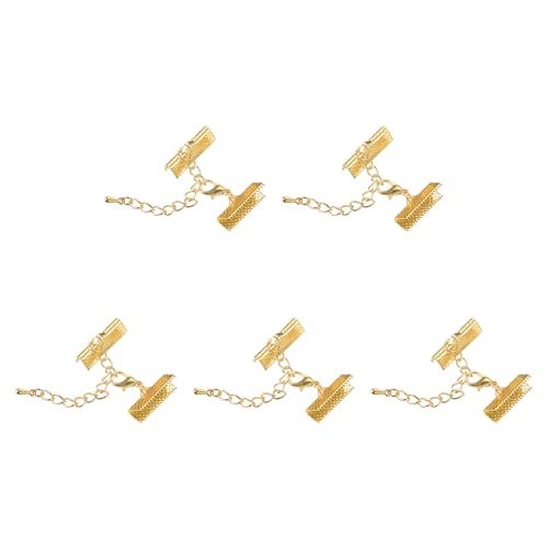 sourcing map 20 Satz Band Crimp Klemme Enden mit Karabinerverschluss & Verlängerungskette 20mm Kabel Ende Verschlüsse für DIY Basteln Gold Ton von sourcing map