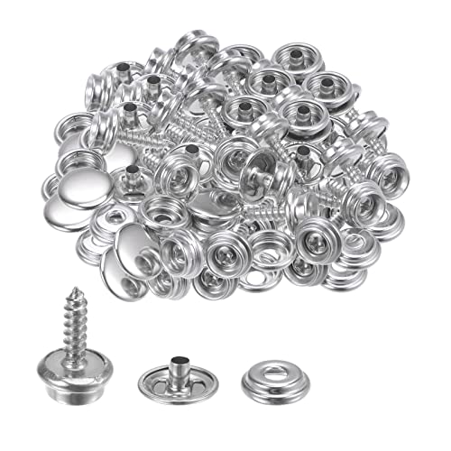 sourcing map 20 Set Canvas Snaps Kit Marine Grade 15mm Snaps Stainless Steel 15mm Screw Snap Fasteners Kit Snaps Buttons for Boat Cover Carpet Repairing, Silver Tone von sourcing map