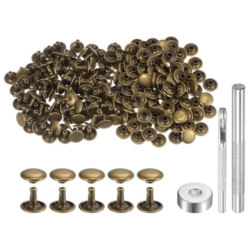 sourcing map 200 Sets Ledernieten, 10 mm x 8 mm, Metall-Doppelkappen-Nieten, Druckknöpfe mit 3 Setzwerkzeugen, Nieten für Lederhandwerk, DIY-Reparatur, Dekoration, Bronze sourcing map 200 Sets Ledernieten, 10 mm x 8 mm, Metall-Doppelkappen-Nieten, Druckknöpfe mit 3 Setzwerkzeugen, Nieten für Lederhandwerk, DIY-Reparatur, Dekoration, Bronze von sourcing map