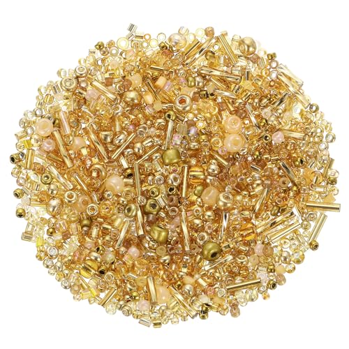 sourcing map 2000 Stück gemischte Glasperlen, 2–4 mm, Mini-Röhrchen, lose Bastelperlen mit Loch, Großpackung Abstandshalter für Bastelarbeiten, Gold sourcing map 2000 Stück gemischte Glasperlen, 2–4 mm, Mini-Röhrchen, lose Bastelperlen mit Loch, Großpackung Abstandshalter für Bastelarbeiten, Gold von sourcing map