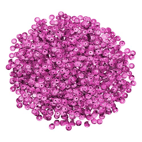 sourcing map 2000 Stück lose Pailletten, 5 mm, runde lose Pailletten, schillernde Pailletten, Regenbogen-Großpackung mit Löchern, 20 g, zum Nähen, Sticken, Kleidung, Basteln, Dekorationen, Rosenrot von sourcing map