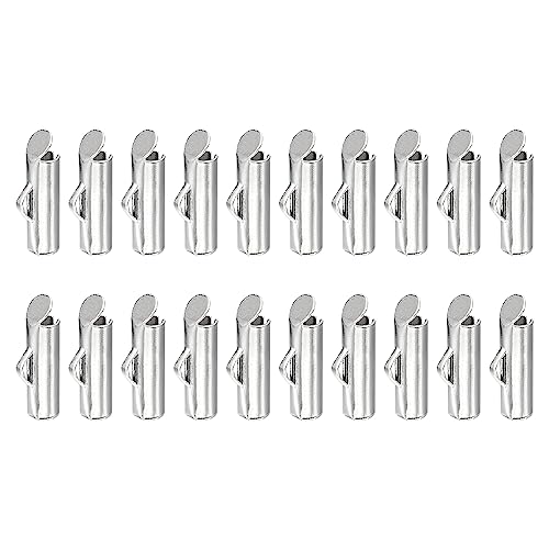 sourcing map 200Stk Aufschieben Ende Klammern 10mm Rohr Kugel Perle Schieber Crimp Ende für Mehrfache Stränge DIY Handwerk Herstellung Silber Weiß von sourcing map